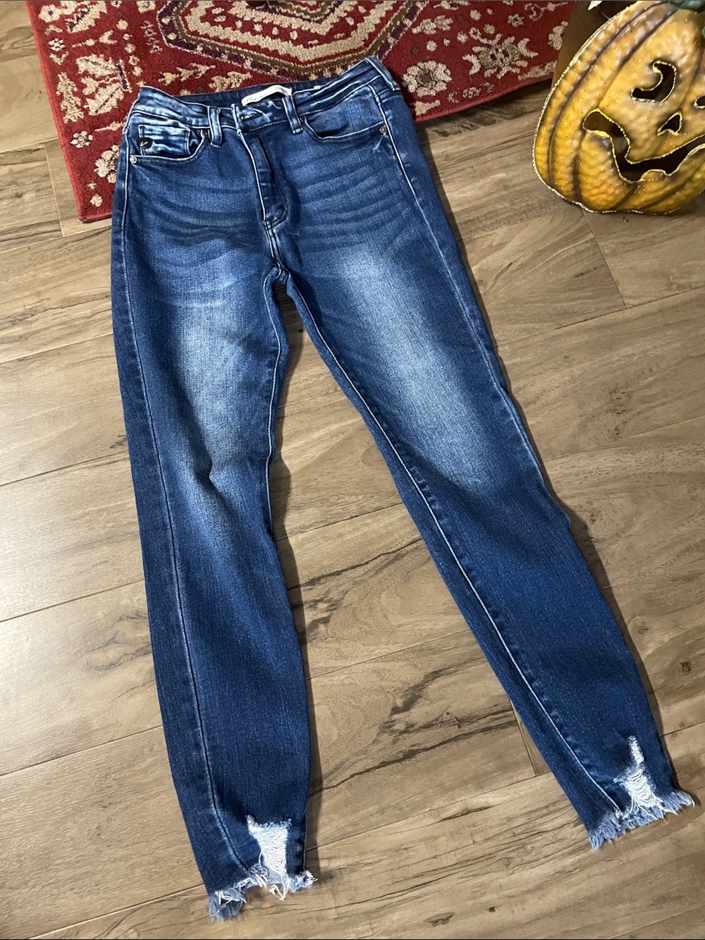 KanCan Dark Blue Distressed High-Rise Skinny Jeans